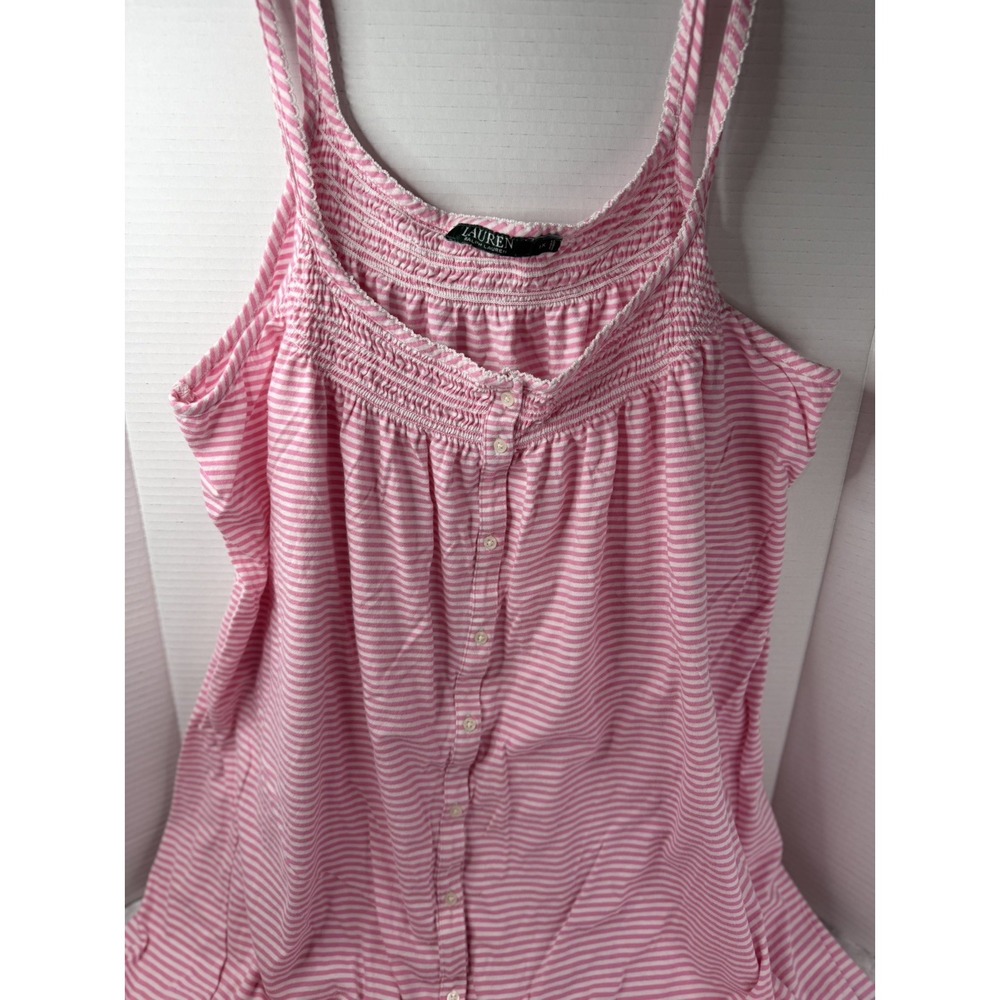 Lauren Ralph Lauren Women's Summer Nightgown Sz 1XL Pink Stripe cottagecore